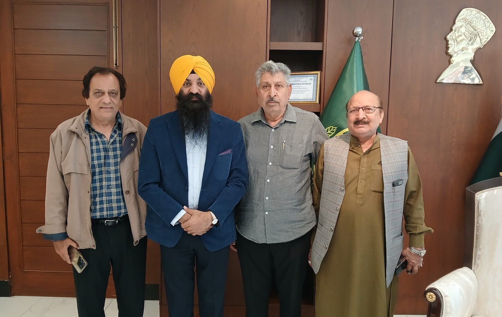 Provincial Minister Ramesh Singh Arora meets delegation led by Pakistani film director Masood Butt