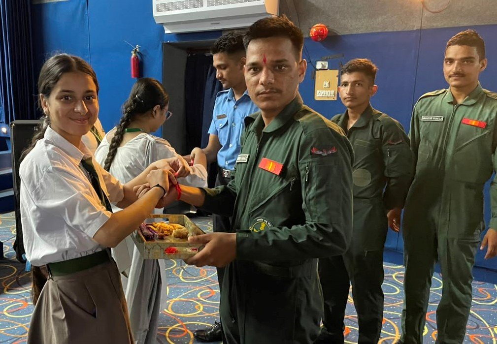 EMM AAR School Girls Students Celebrate Raksha Bandhan with Soldiers at Air Force Station Adampur